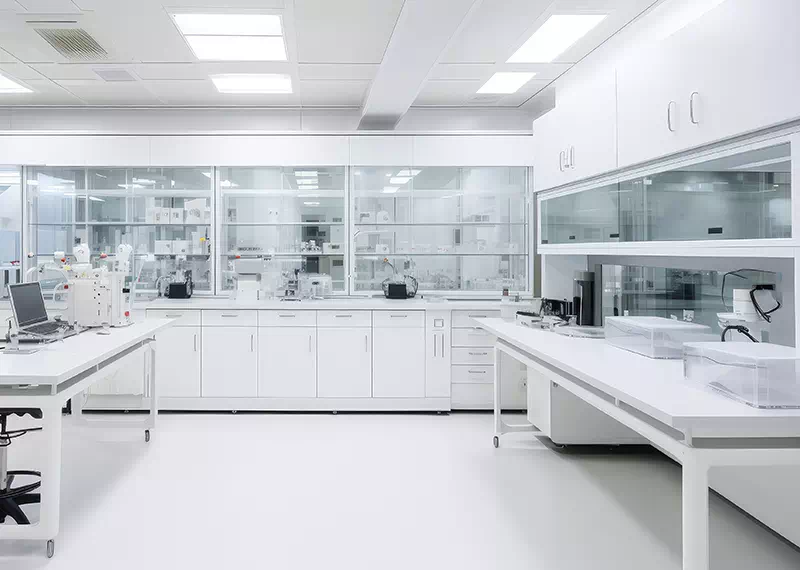 Laboratorio chimico scientifico con apparecchiature e strumentazione